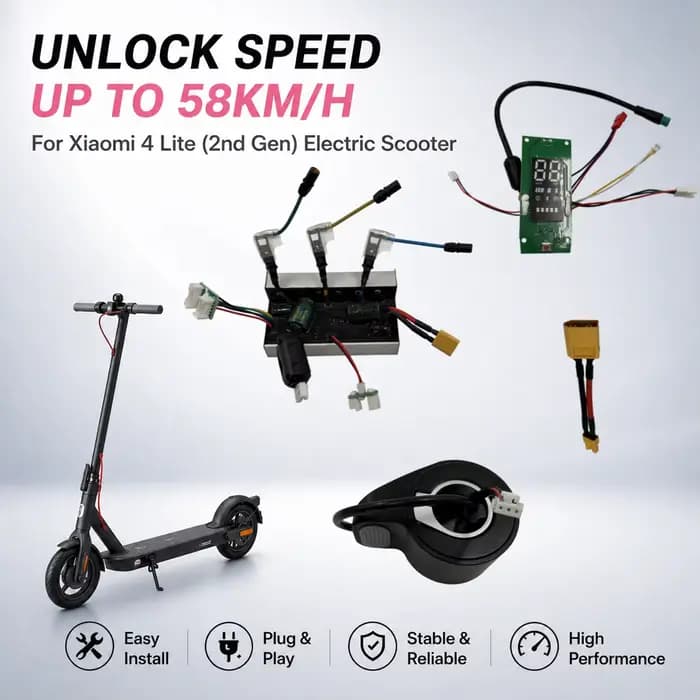 Kit de Contrôleur de Trottinette Électrique jusqu'à 58 km/h pour Xiaomi 4 Lite 2ème Génération – Déverrouillage de la