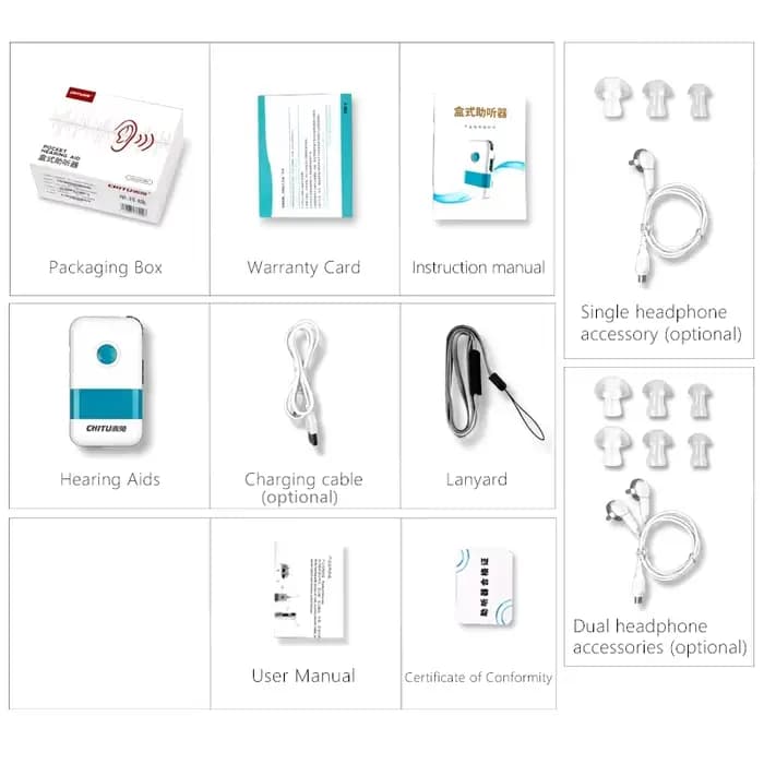 Aide auditive rechargeable de poche DHP pour la surdité