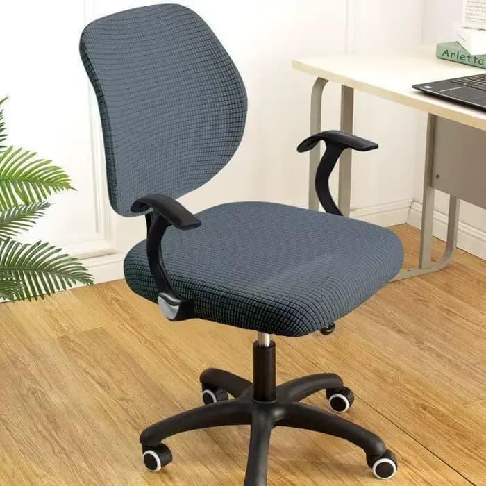 1 ensemble (housse arrière + housse de siège) housse de chaise d'ordinateur de bureau fendue housses extensibles amovibles Anti-poussière universelles de bureau