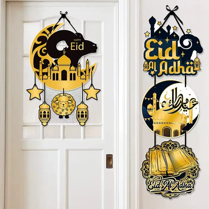 Décoration suspendue de fête Eid Mubarak, lanterne en papier nid d'abeille 3D, bannière de fête du Ramadan, mur musulman islamique, décoration de fête à faire soi-même