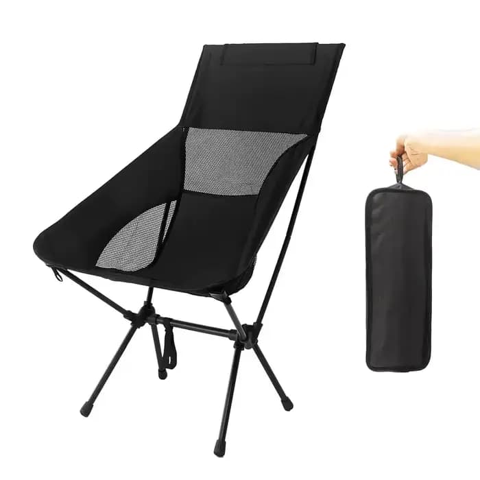 Chaise de camping à dossier haut, chaise pliante ultra-légère et compacte pour adultes avec sac de transport, installation rapide pour l'extérieur