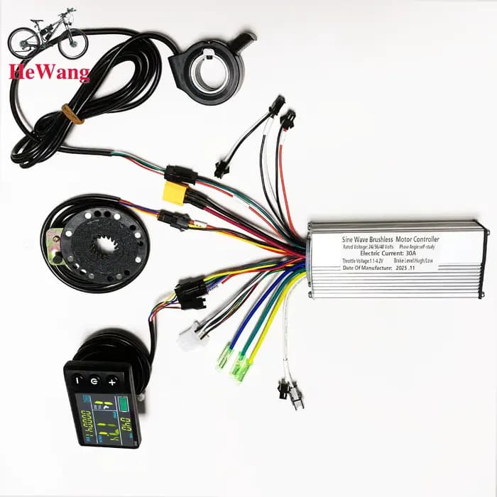 Contrôleur de moteur sans balais à onde sinusoïdale 24V 36V 48V 500W-1000W 30A avec écran LCD S866 et PAS et accélérateur pour e-scooter e-bike