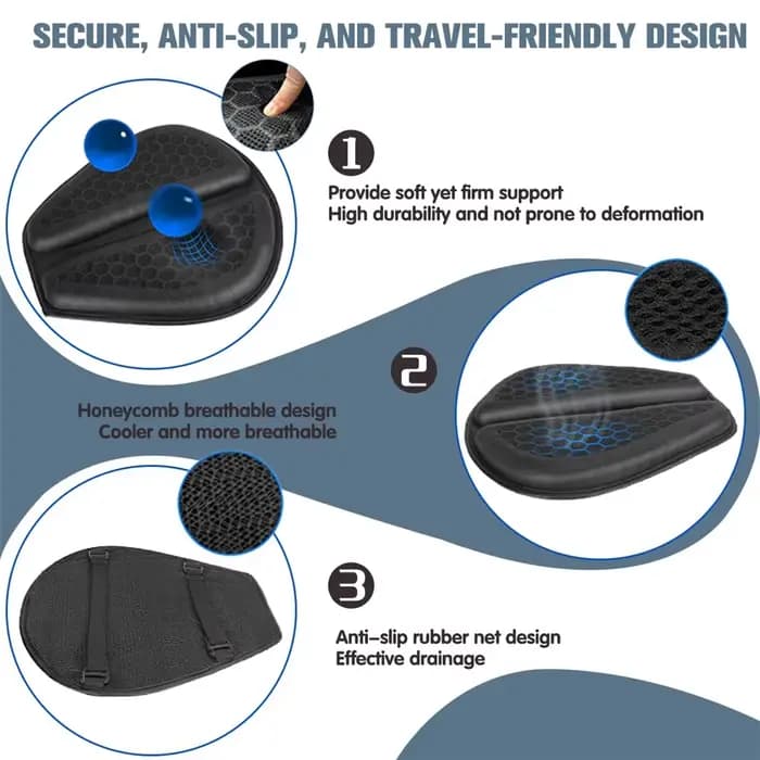 Coussin de siège de moto en Gel, coussin de refroidissement, Shake Rider, nid d'abeille 3D, Absorption des chocs, confort, coussin de selle de moto