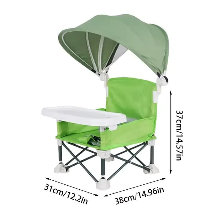 Chaise d'alimentation Portable pour bébé, siège surélevé pliant avec parasol, chaise d'alimentation et plateau amovible pour voyage, pelouse, plage, extérieur