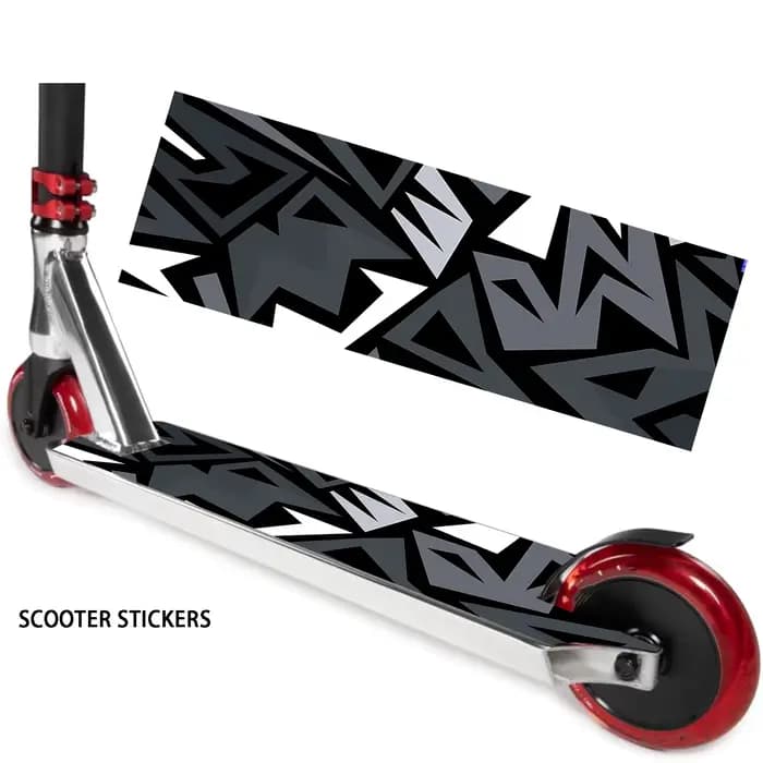 1 autocollant de scooter graffiti géométrique noir et gris cool, autocollant de corps créatif cool, autocollant de décoration de corps de scooter PVC sticke