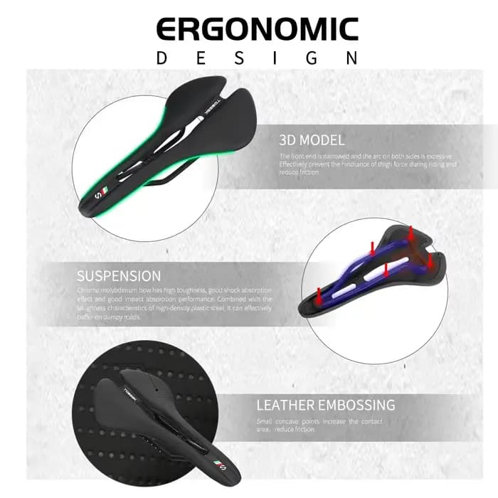 Selle de vélo ultralégère, coussin de siège de vélo de route/MTB, confortable, ergonomique, durable, accessoires de vélo de route et de gravier