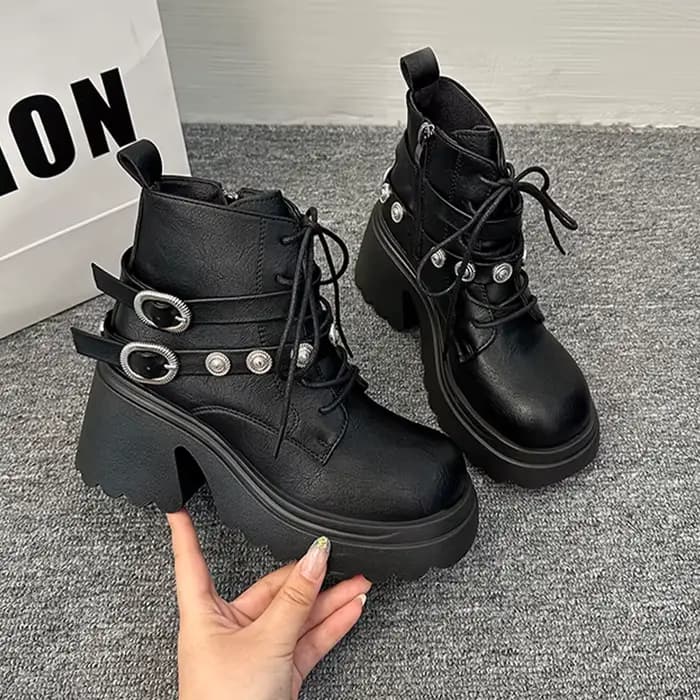Bottines à talons hauts pour femmes, chaussures de styliste épaisses, escarpins à la mode, confortables, de luxe, Goth Chelsea, hiver