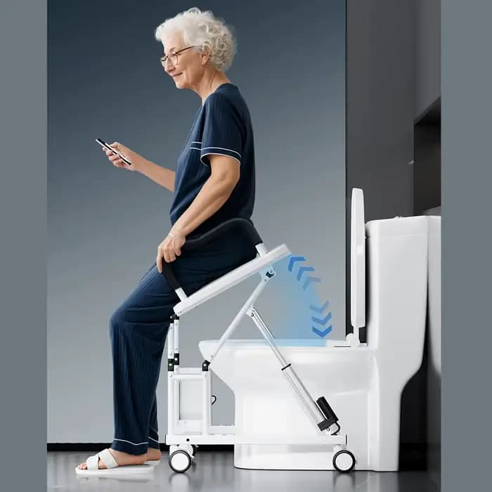 Siège de toilette surélevé électrique intelligent pour personnes âgées avec accoudoirs - Rehausseur
