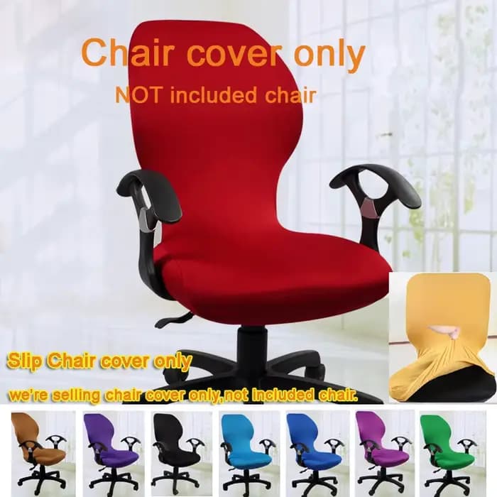 Juste de chaise d'ordinateur de bureau coordonnante élastique, housse de chaise de bureau rotative uniquement