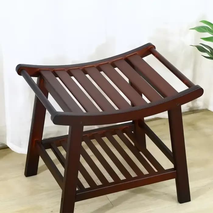 Tabouret de douche antidérapant en bambou