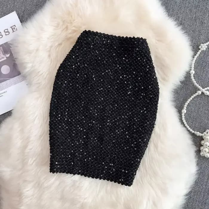 Jupe formelle à paillettes pour femmes, chic et élégante, offre de luxe en V, style coréen, haut de gamme, chaud, original, bureau