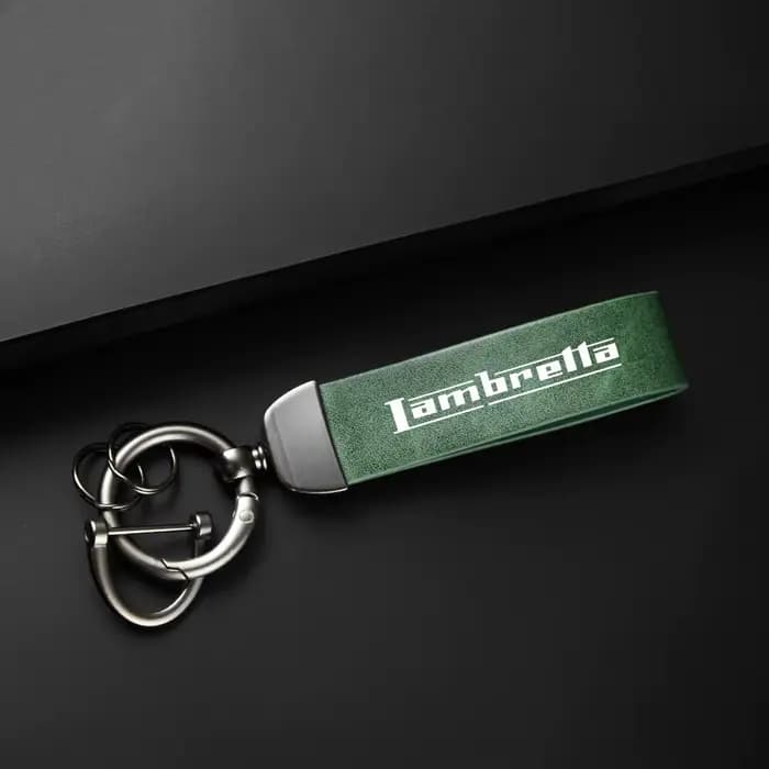 Porte-clés en cuir et fibre de carbone pour moto Lambretta G350 Special X300 V200 V-Special Barona, porte-clés en daim de haute qualité avec Logo