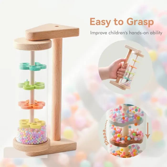 Jouet de bâton de pluie Montessori pour bébés, Shaker Musical en bois, Instrument éducatif sensoriel pour les tout-petits de 6 à 12 mois