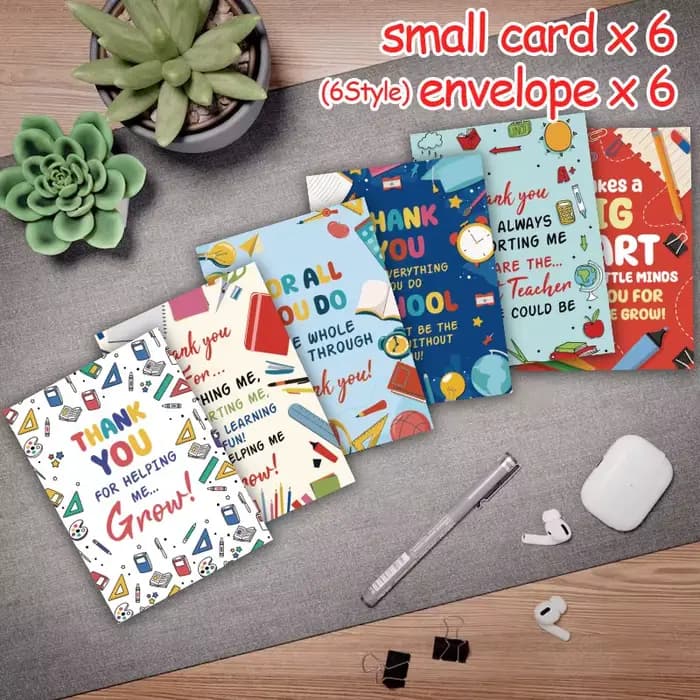 6 cartes de remerciement pour enseignants, le meilleur enseignant de tous les temps, merci de m'avoir aidé à grandir, cartes de remerciement pour la famille ou les amis