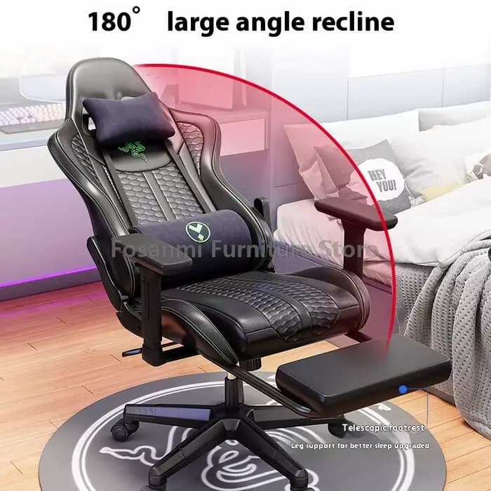 Chaise de jeu inclinable de course avec fonction à bascule, ergonomique et réglable, pour ordinateur de Gamer, de bureau, pivotante en cuir, pour PC