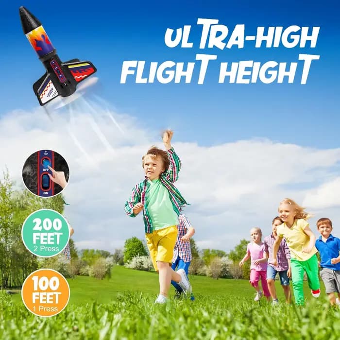 Lanceur de fusée pour enfants, jouet de fusée à Air motorisé à lancement automatique, fusées avec terre de Parachute, 200 pieds de vol, jouets d'extérieur