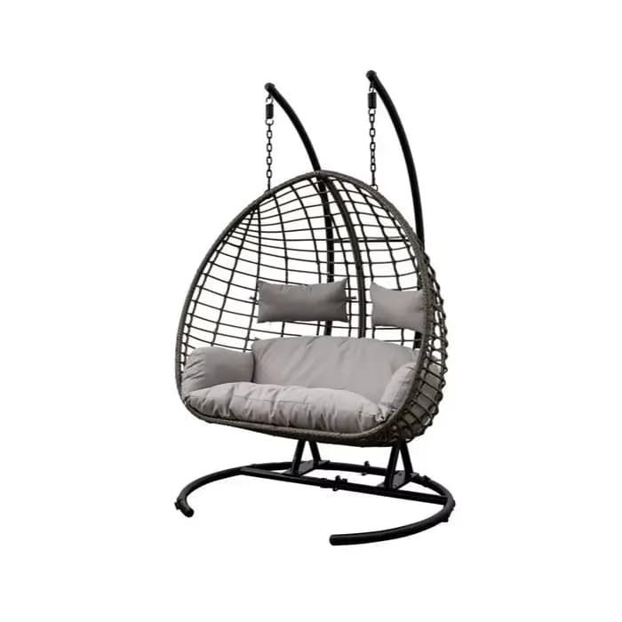 Chaise pivotante surdimensionnée en rotin, Double siège en osier, chaise d'extérieur, meubles de jardin, terrasse, grand fauteuil de Patio, siège profond