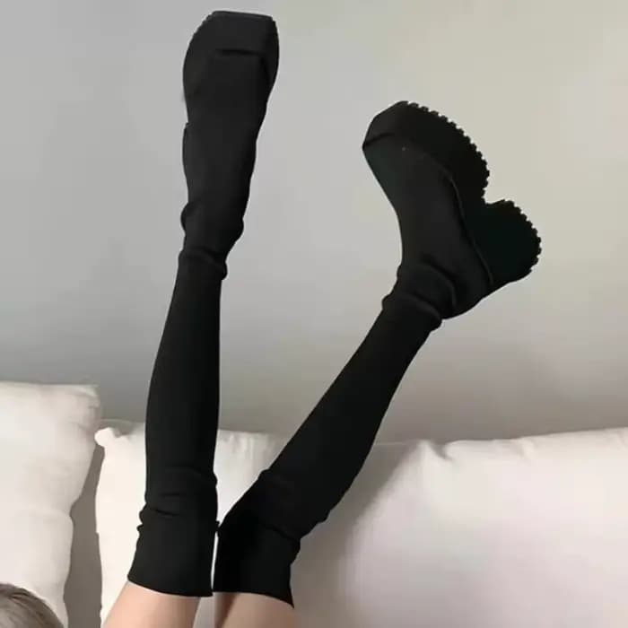 Bottes Chelsea à talons très hauts pour femmes, plateformes épaisses, escarpins sexy gothiques, chaussures de moto noires, nouvelle collection 2026 pour femmes