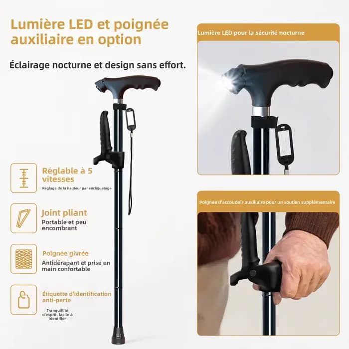 Canne de marche pliable pour seniors