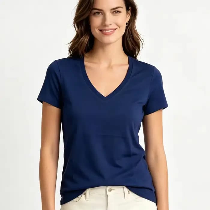 T-shirts pour femmes, vêtements féminins, col en V, manches courtes, polo pour femmes, matière en coton, vêtements pour femmes de haute qualité