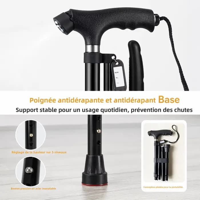Canne de marche pliable pour seniors