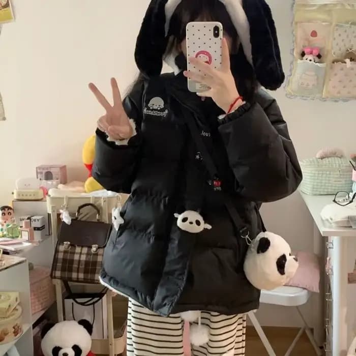 Sanrioed Cinnamoroll Veste rembourrée Kawaii Hello Kittys Femmes Manteau en coton double face Plus Hauts brodés en velours Cadeau de Noël