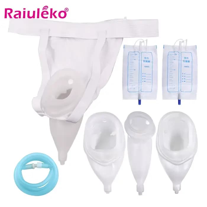 Collecteur d'urine hypoallergénique médical Silicone adultes urinoir avec sacs de cathéter