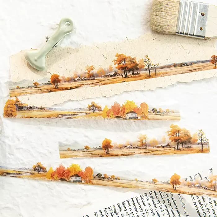 Pluie du matin : Ruban décoratif pour créer des paysages de montagnes et de mer, paysages de prairies style Ins, matériel pour journal créatif, autocollants de bordure pour animaux de compagnie