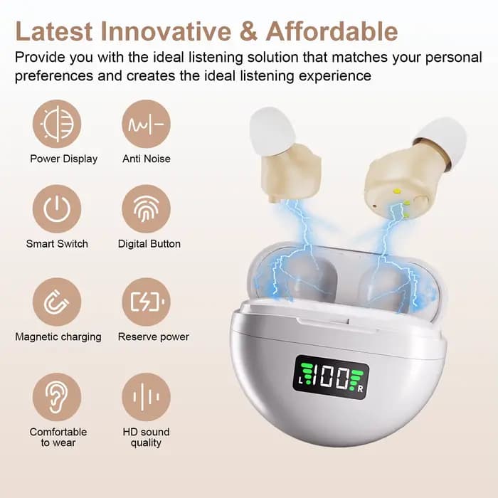 Aide auditive numérique rechargeable pour les personnes âgées