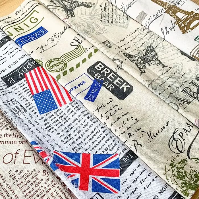 45x150CM Vintage rétro élégant Paris tour Eiffel drapeau imprimé tissu coton lin artisanat tissu bricolage décor nappe Textile