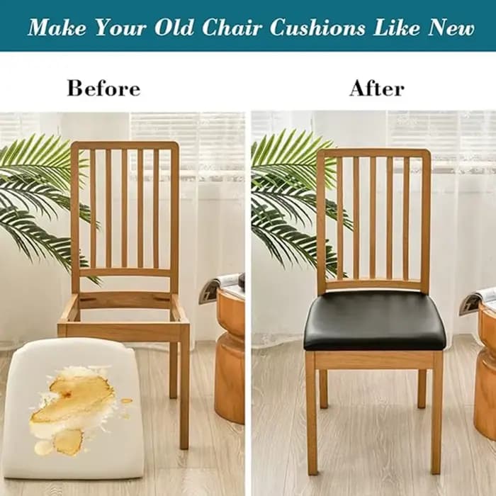 Housse de coussin de chaise imperméable pour cuisine, salle à manger, housse de siège en cuir, housse de coussin de chaise de salle à manger, couleur unie