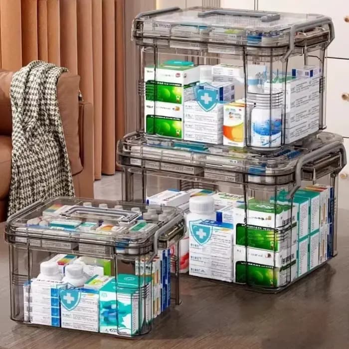Boîte de rangement transparente pour organisateur de médicaments