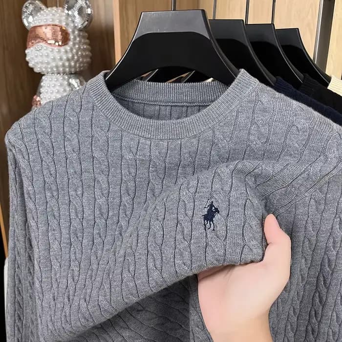 Chaud haut de gamme luxe homme à manches longues tricots col rond pas de boulochage pas de décoloration broderie printemps nouveau pull loisirs hommes vêtements