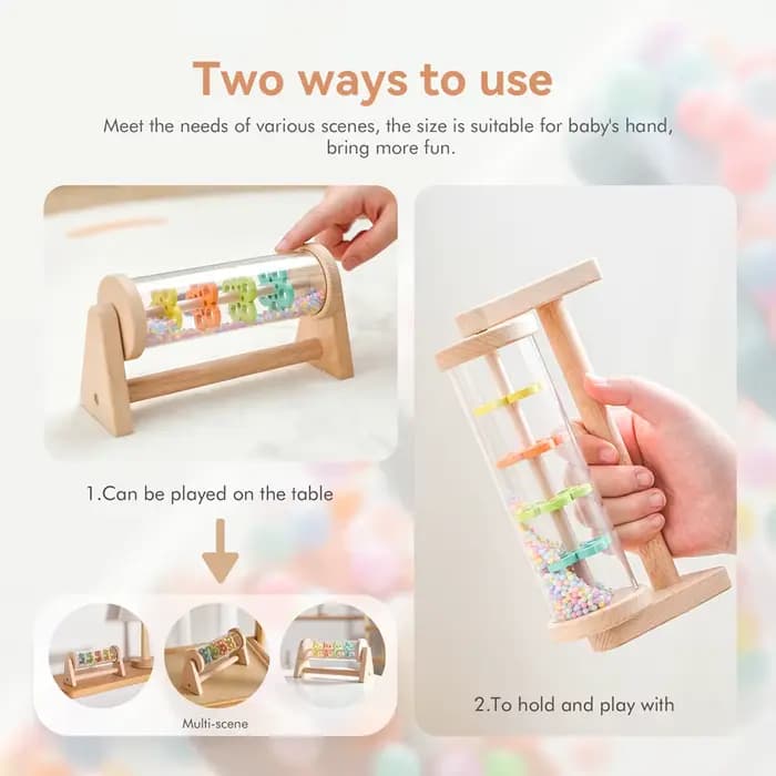 Jouet de bâton de pluie Montessori pour bébés, Shaker Musical en bois, Instrument éducatif sensoriel pour les tout-petits de 6 à 12 mois
