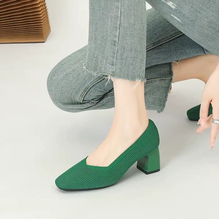 Chaussures à talons hauts confortables pour femmes, talon carré