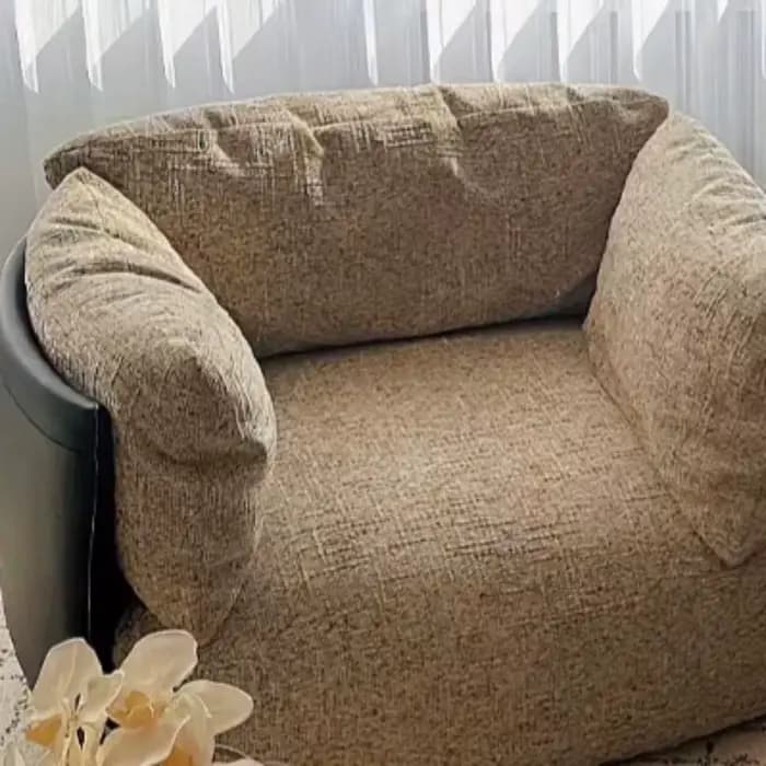 Fauteuils de salon occasionnels pour balcon, Tatami, fauteuils de salon marron de luxe, pouf, fauteuils baril, mobilier nordique
