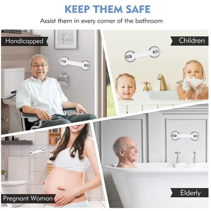 Barres d'appui pour douche (lot de 1 ou 2) – Main courante de sécurité pour salle de bain et toilettes