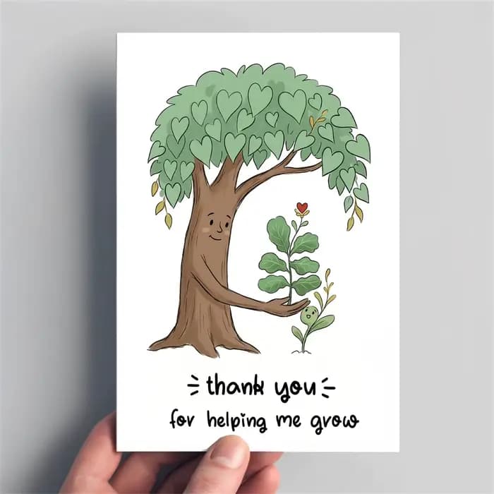 1 carte de remerciement sincère « Merci de m'avoir aidé à grandir » avec enveloppe, idéale pour les enseignants, les mentors, les entraîneurs – Exprime une gratitude profonde