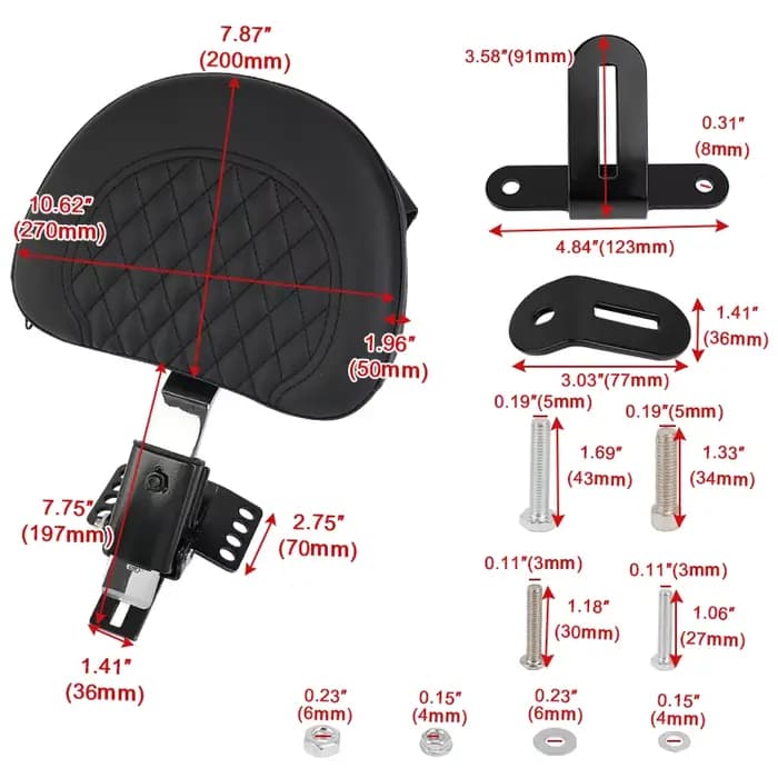 Appuie-dos avant réglable en cuir PU pour motocycliste, confortable, pour Harley Touring Electra Road Street Glide Road King 1997-2022