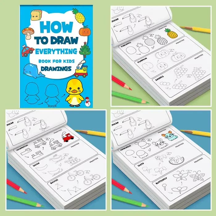 Livre sur comment dessiner tout-en-un pour les enfants - Tutoriel de dessin étape par étape avec plus de 300 illustrations, apprenez à esquisser