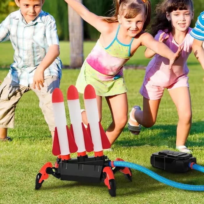 KNYYSECQ Canon Lanceur de Fusées Lumineux à Pédale pour Enfants, Jouet de Fusée Volante