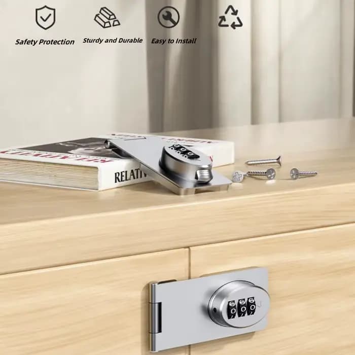 Verrou mécanique à mot de passe pour porte, sécurité coulissante, pour petites portes, armoires, porte de grange, salle de bains, Garage extérieur, jardin