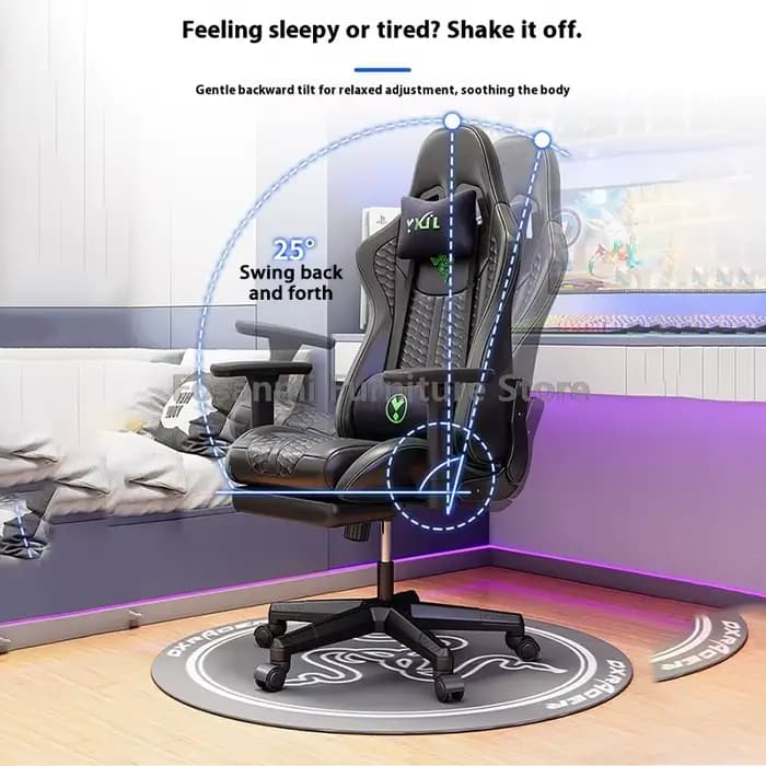 Chaise de jeu inclinable de course avec fonction à bascule, ergonomique et réglable, pour ordinateur de Gamer, de bureau, pivotante en cuir, pour PC