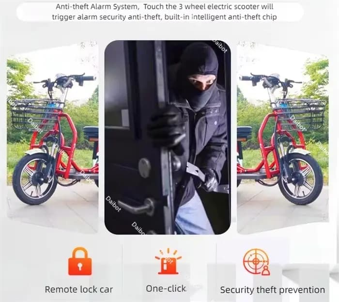 Scooter électrique pliant à 3 roues pour le transport 180 ° Tricycle
