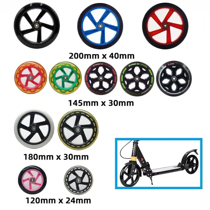 1 pièce 200mm 180mm 175mm 145mm 120mm 40mm 30mm 24mm pneu de roue de patinage de Scooter Durable PU Skateboard Rodas avec roulement