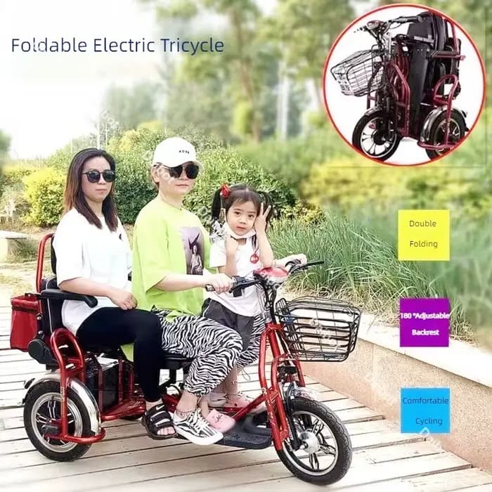 Scooter électrique pliant à 3 roues pour le transport 180 ° Tricycle