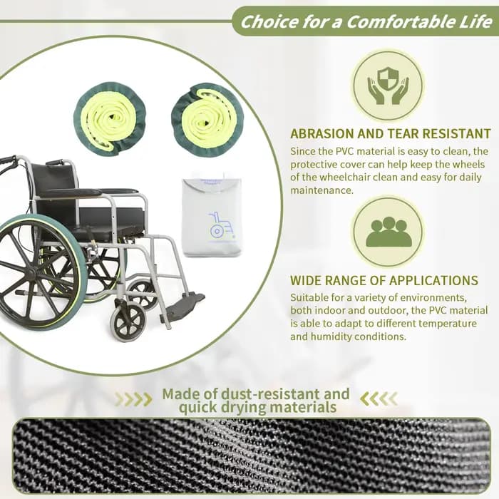 Ehucon Housses de roues de fauteuil roulant en PVC imperméable