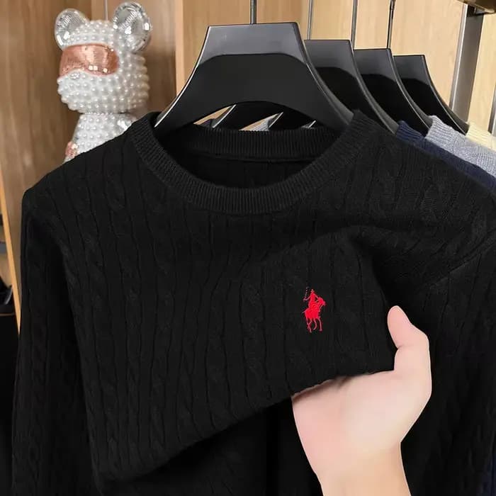 Chaud haut de gamme luxe homme à manches longues tricots col rond pas de boulochage pas de décoloration broderie printemps nouveau pull loisirs hommes vêtements