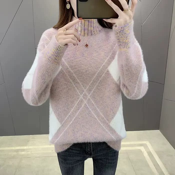Pull chaud pour femme, ample, col mi-haut, à la mode, chemise à Base épaisse, nouvelle collection automne hiver 2025