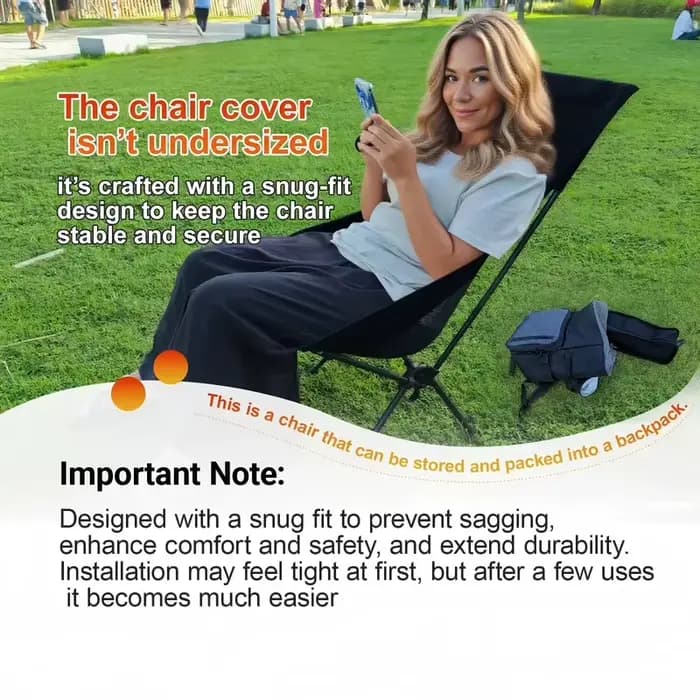 Chaise de camping à dossier haut, chaise pliante ultra-légère et compacte pour adultes avec sac de transport, installation rapide pour l'extérieur